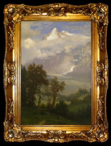framed  Albert Bierstadt View of Wetterhorn from the Valley of Grindelwald, ta009-2